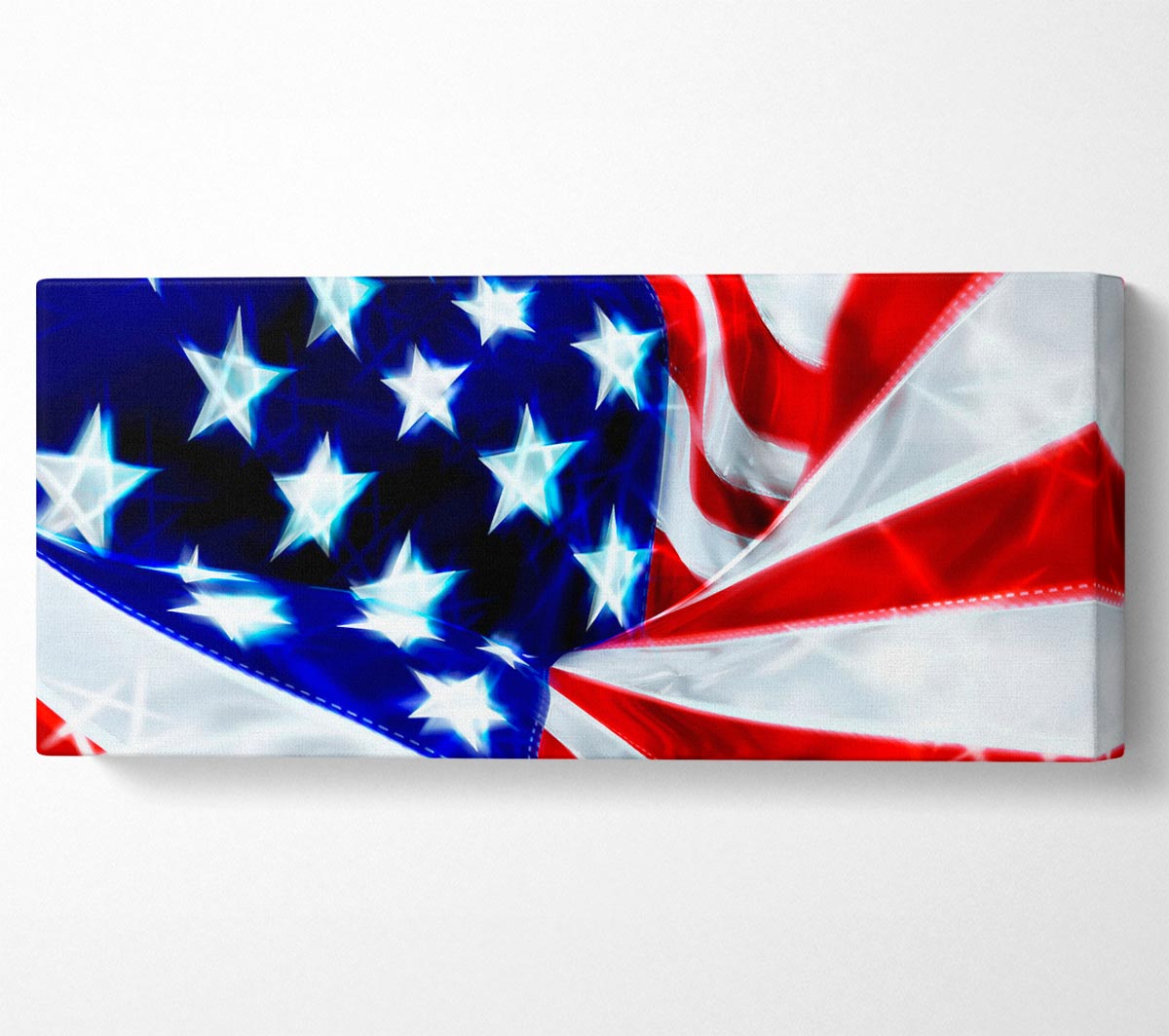 American Stars And Stripes canvas art mounted on a 44mm box frame, showcasing the vibrant American flag design.