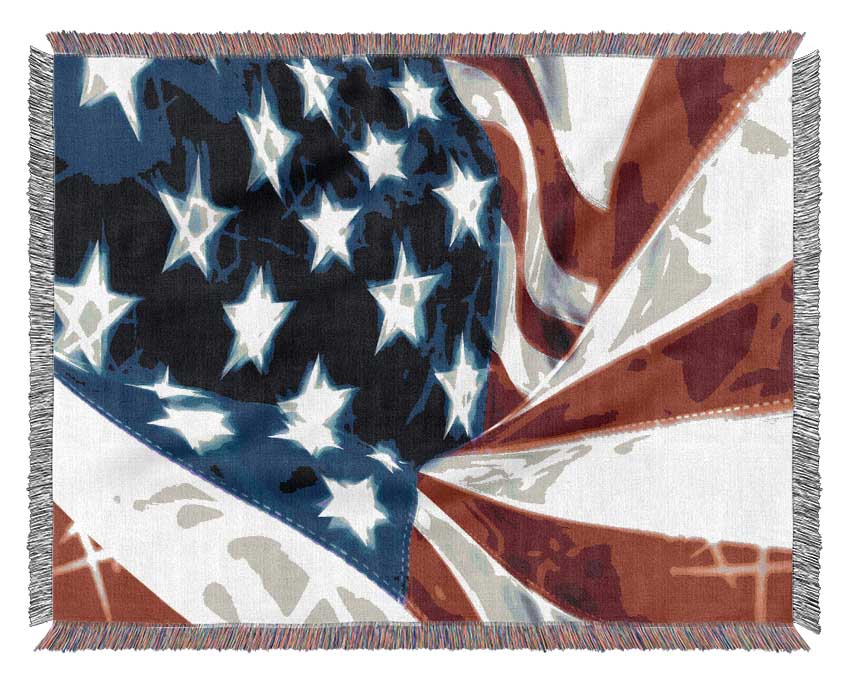 American Stars And Stripes throw blanket made from 100% cotton, featuring a classic design with a thermal weave for breathability.