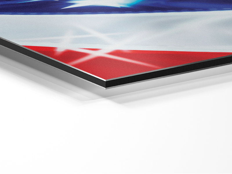 American Stars And Stripes art piece printed on brushed aluminium dibond, showcasing vibrant colors and modern design.