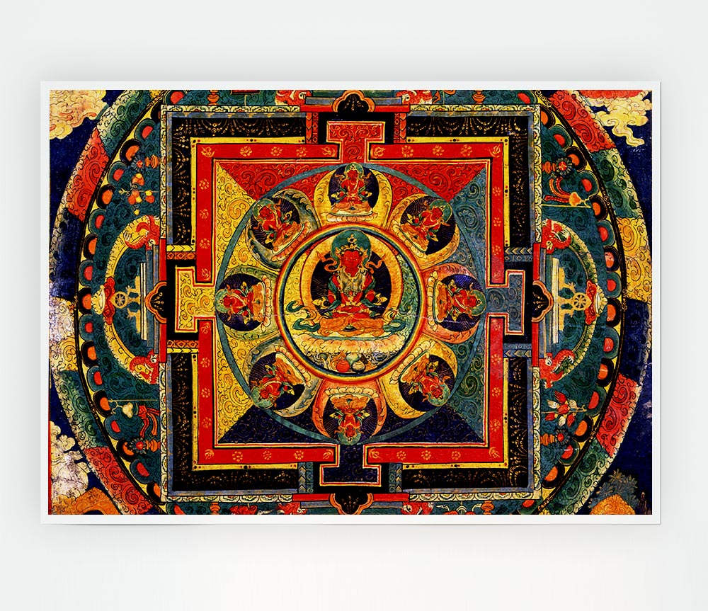 Amitayus poster printed on high-quality canvas, showcasing vibrant colors and intricate details, ready for display or framing.