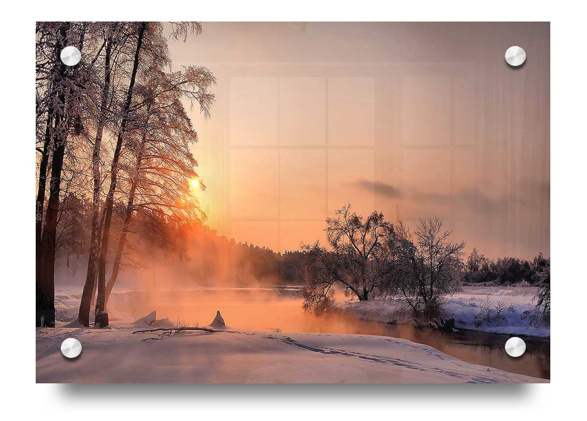 Acrylic print titled 'An Evening In December' showcasing vibrant colors and intricate details, mounted for wall display.