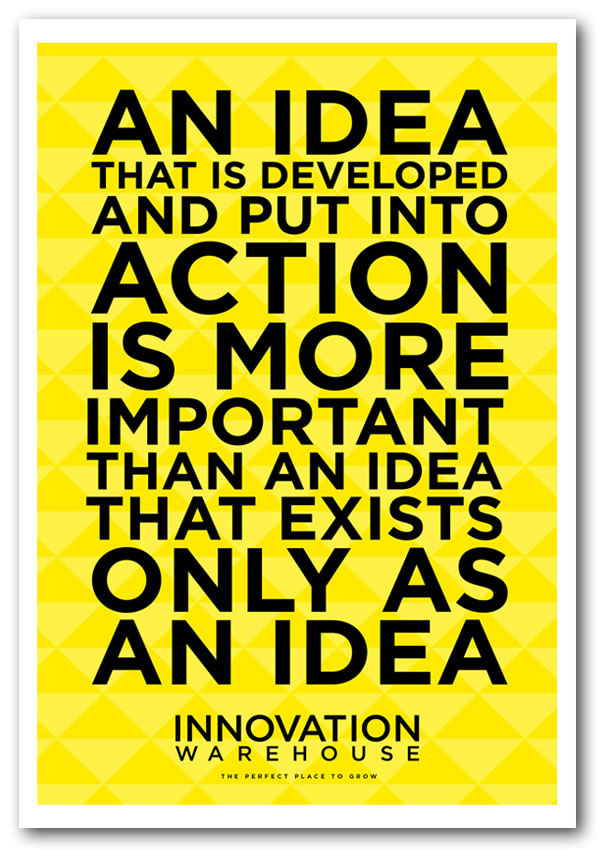 An Idea Put Into Action canvas poster featuring vibrant colors and motivational design, ready for display or framing.