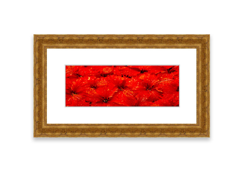 Framed print of vibrant red leaves, showcasing autumn colors, ready to hang.