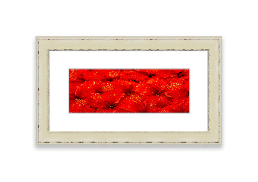 Framed print of vibrant red leaves, showcasing autumn colors, ready to hang.