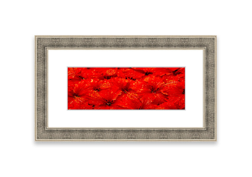 Framed print of vibrant red leaves, showcasing autumn colors, ready to hang.