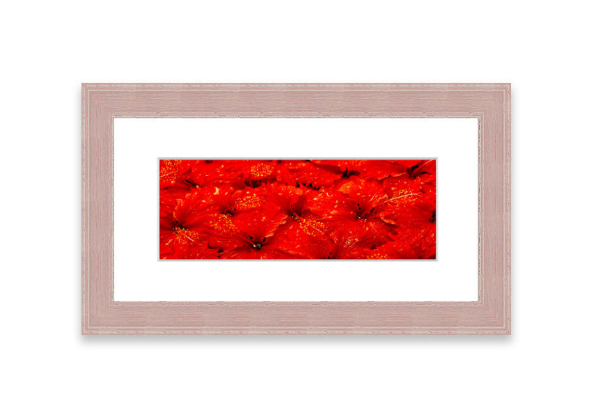 Framed print of vibrant red leaves, showcasing autumn colors, ready to hang.