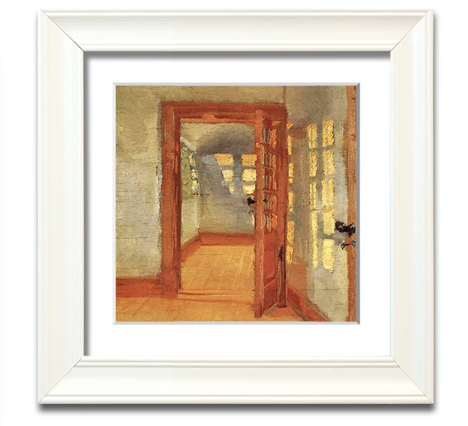 Anna Ancher House Square Framed Print in various frame colors, showcasing elegant artwork ready to hang.