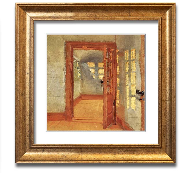 Anna Ancher House Square Framed Print in various frame colors, showcasing elegant artwork ready to hang.