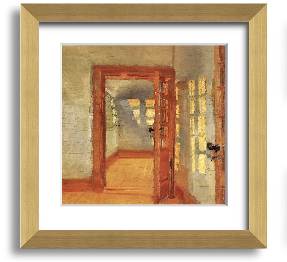 Anna Ancher House Square Framed Print in various frame colors, showcasing elegant artwork ready to hang.
