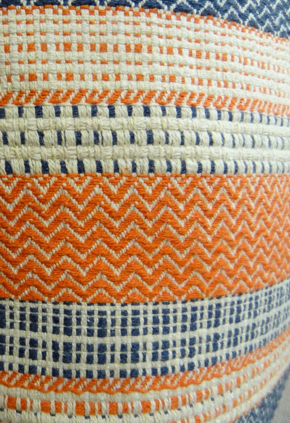 Anastasia Orange Navy and Cream Handmade Luxury Pillow featuring embroidered design and invisible zipper enclosure.