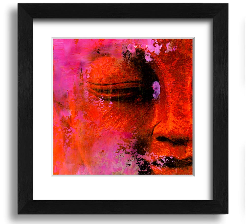 A beautifully framed print of an Ancient Buddha Statue, showcasing intricate details and available in various frame colours.