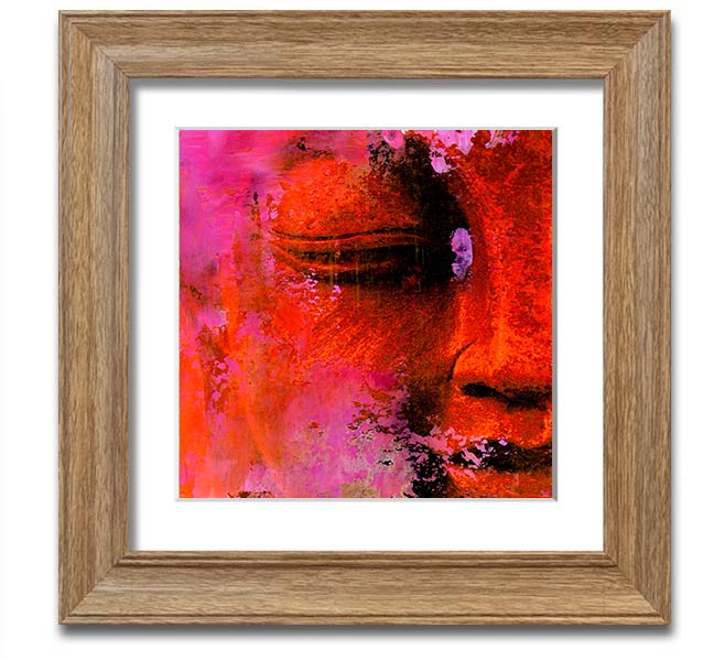A beautifully framed print of an Ancient Buddha Statue, showcasing intricate details and available in various frame colours.