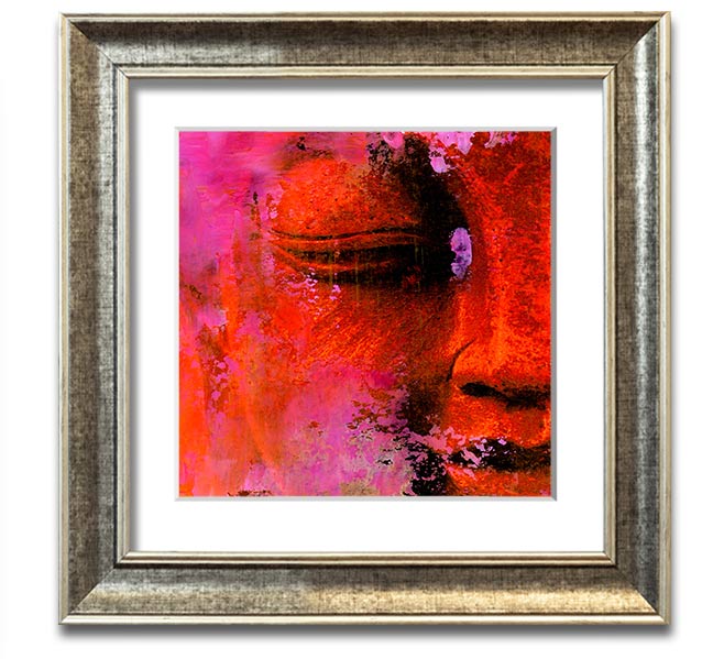A beautifully framed print of an Ancient Buddha Statue, showcasing intricate details and available in various frame colours.