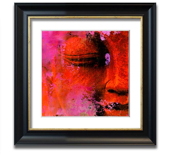 A beautifully framed print of an Ancient Buddha Statue, showcasing intricate details and available in various frame colours.