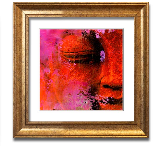 A beautifully framed print of an Ancient Buddha Statue, showcasing intricate details and available in various frame colours.