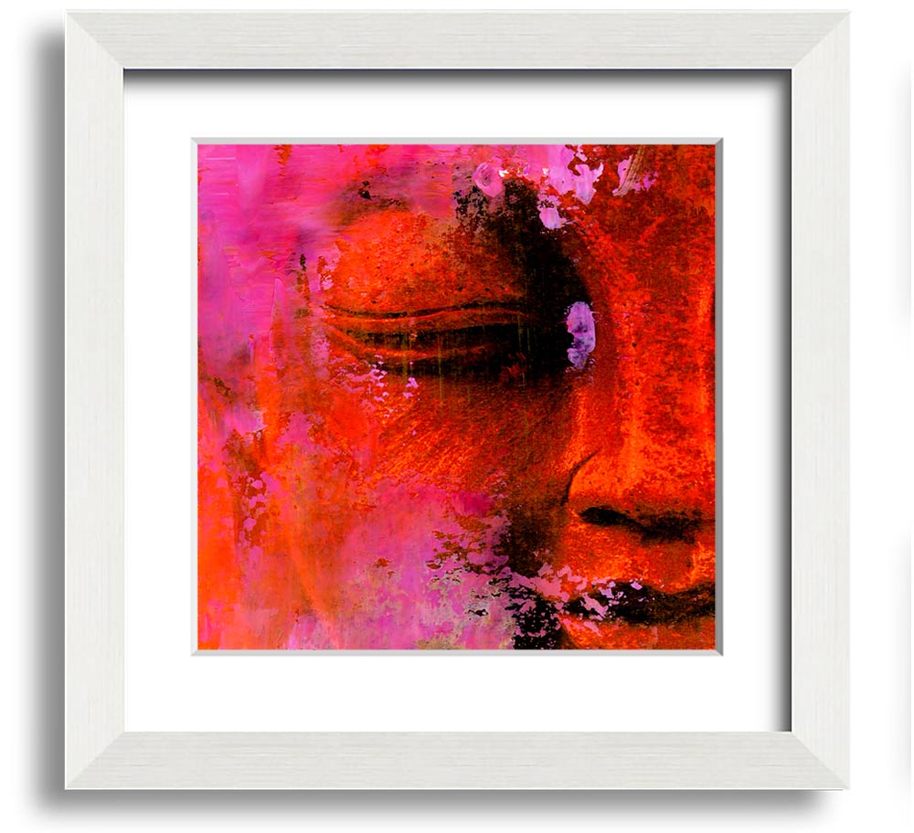 A beautifully framed print of an Ancient Buddha Statue, showcasing intricate details and available in various frame colours.
