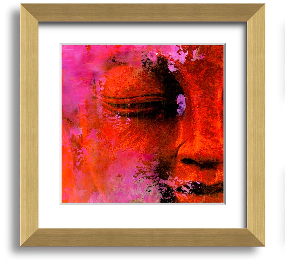 A beautifully framed print of an Ancient Buddha Statue, showcasing intricate details and available in various frame colours.