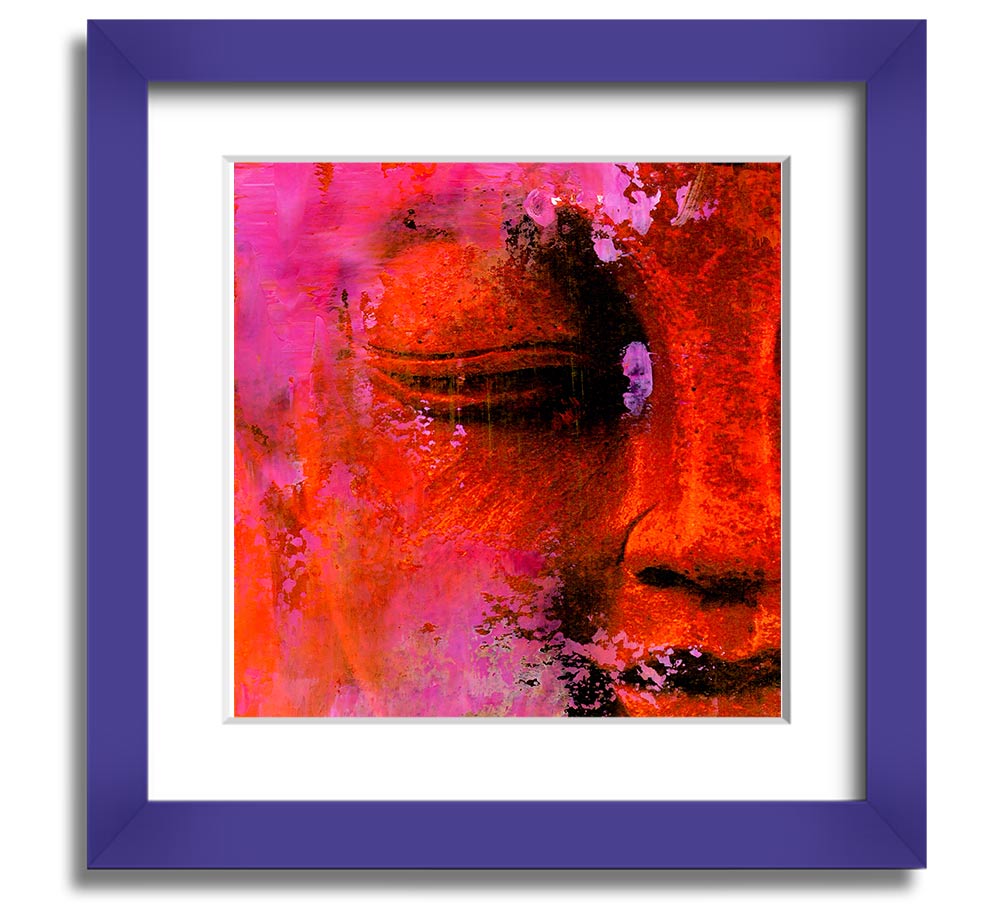 A beautifully framed print of an Ancient Buddha Statue, showcasing intricate details and available in various frame colours.