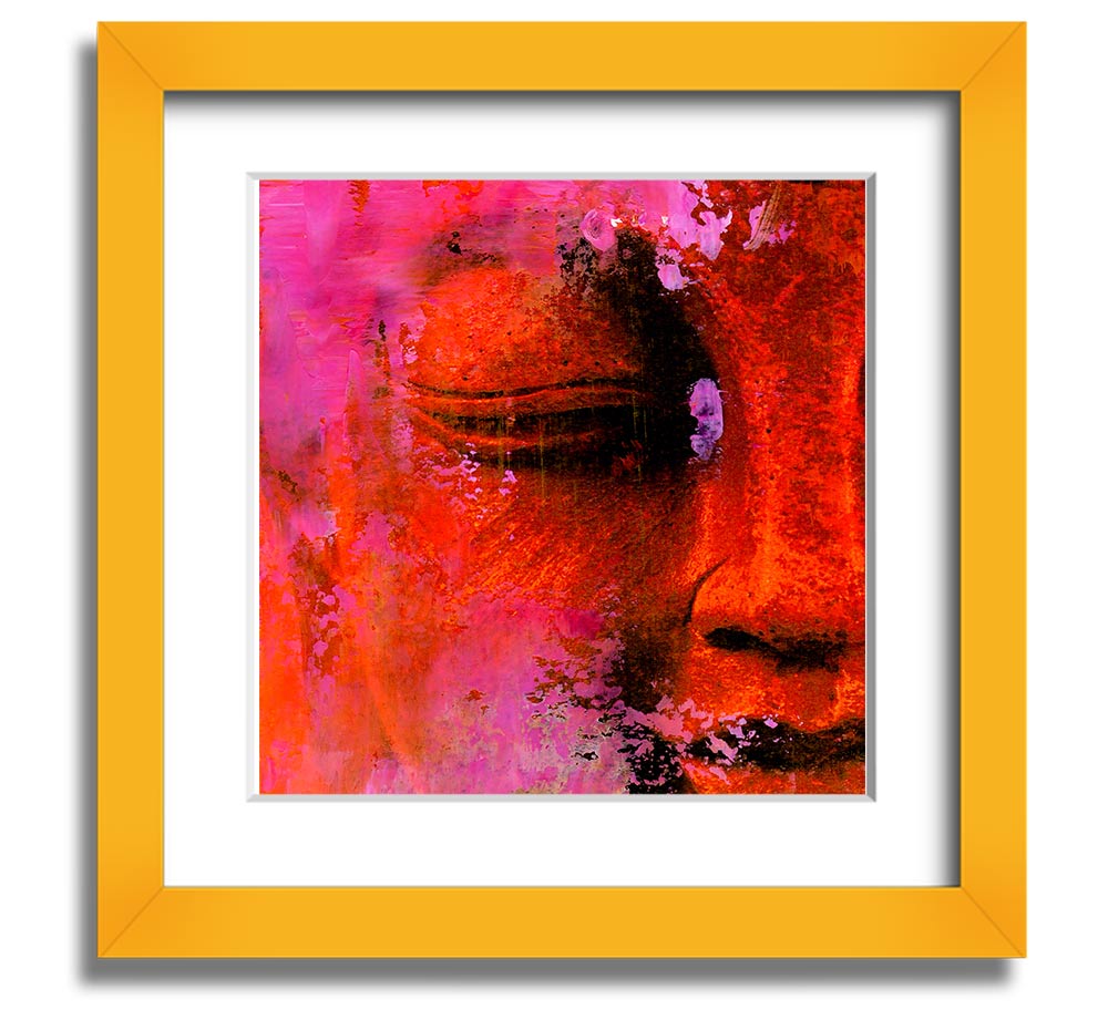A beautifully framed print of an Ancient Buddha Statue, showcasing intricate details and available in various frame colours.