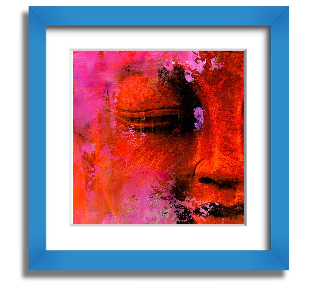 A beautifully framed print of an Ancient Buddha Statue, showcasing intricate details and available in various frame colours.