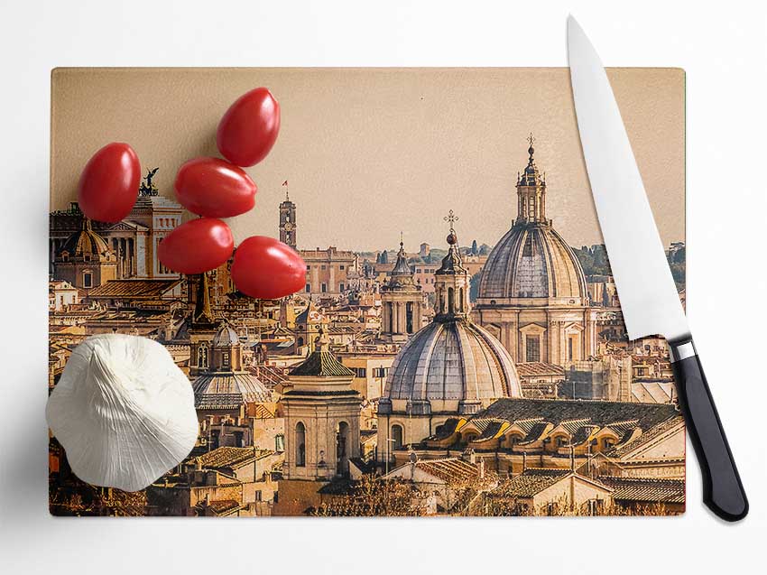 A breathtaking view of ancient buildings silhouetted against a vibrant sunset sky, showcasing intricate architectural details.