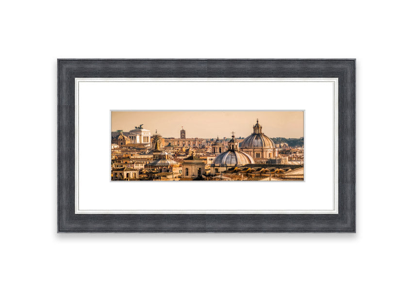 Framed print of ancient buildings at sunset, showcasing warm colors and intricate details.