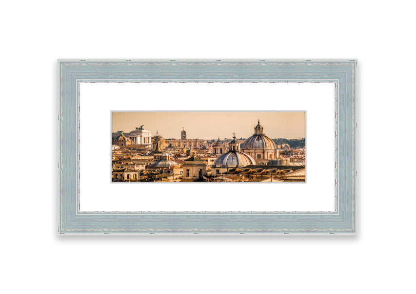 Framed print of ancient buildings at sunset, showcasing warm colors and intricate details.