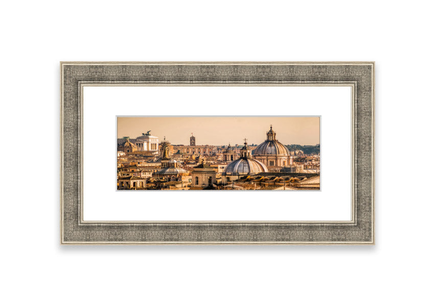 Framed print of ancient buildings at sunset, showcasing warm colors and intricate details.
