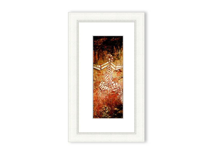 Framed print of Ancient Cave Art Ethnic, showcasing intricate designs inspired by prehistoric cave paintings, available in various frame colors.