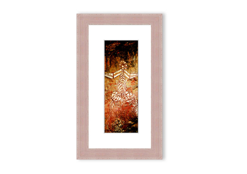 Framed print of Ancient Cave Art Ethnic, showcasing intricate designs inspired by prehistoric cave paintings, available in various frame colors.