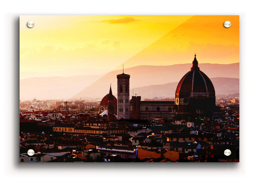 A vibrant acrylic print of Ancient City Rooftops, showcasing intricate details and colors, perfect for wall decor.