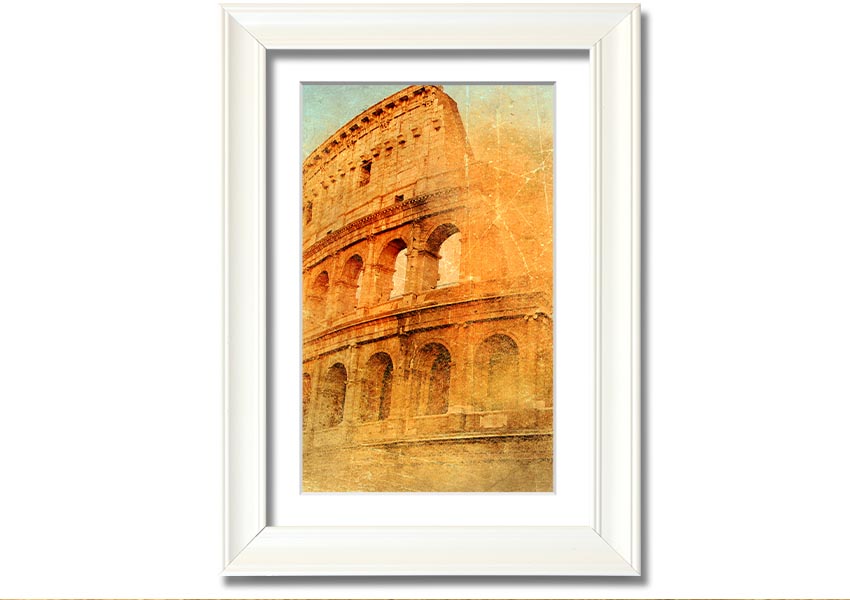 Framed print of the Ancient Colosseum, showcasing intricate details and vibrant colors, ready to hang.