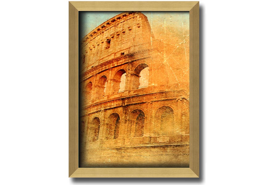 Framed print of the Ancient Colosseum, showcasing intricate details and vibrant colors, ready to hang.