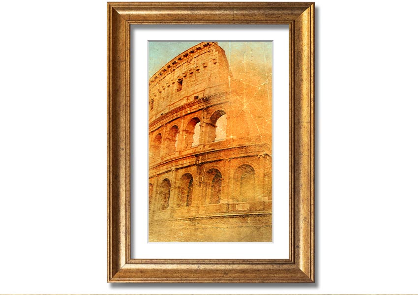 Framed print of the Ancient Colosseum, showcasing intricate details and vibrant colors, ready to hang.