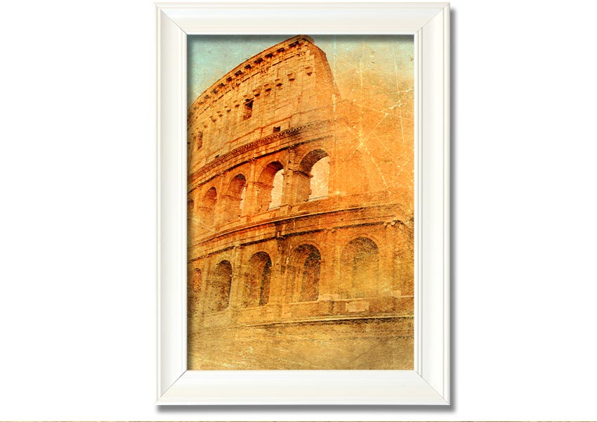 Framed print of the Ancient Colosseum, showcasing intricate details and vibrant colors, ready to hang.