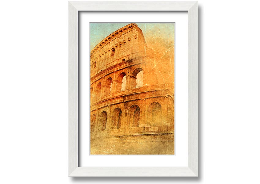 Framed print of the Ancient Colosseum, showcasing intricate details and vibrant colors, ready to hang.