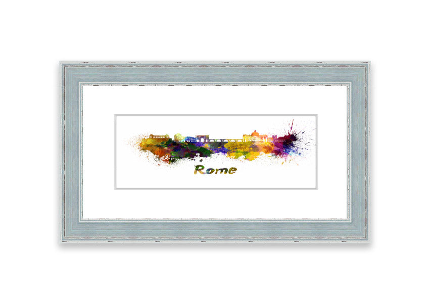 Framed print of Ancient Rainbow City, showcasing vibrant colors and intricate details, available in various frame colors.