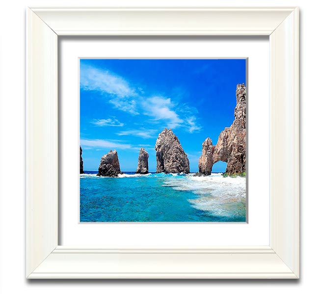 Square framed print of Ancient Rocks Of Time, showcasing intricate geological details and available in various frame colors.