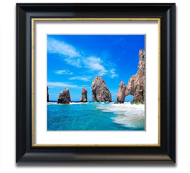 Square framed print of Ancient Rocks Of Time, showcasing intricate geological details and available in various frame colors.