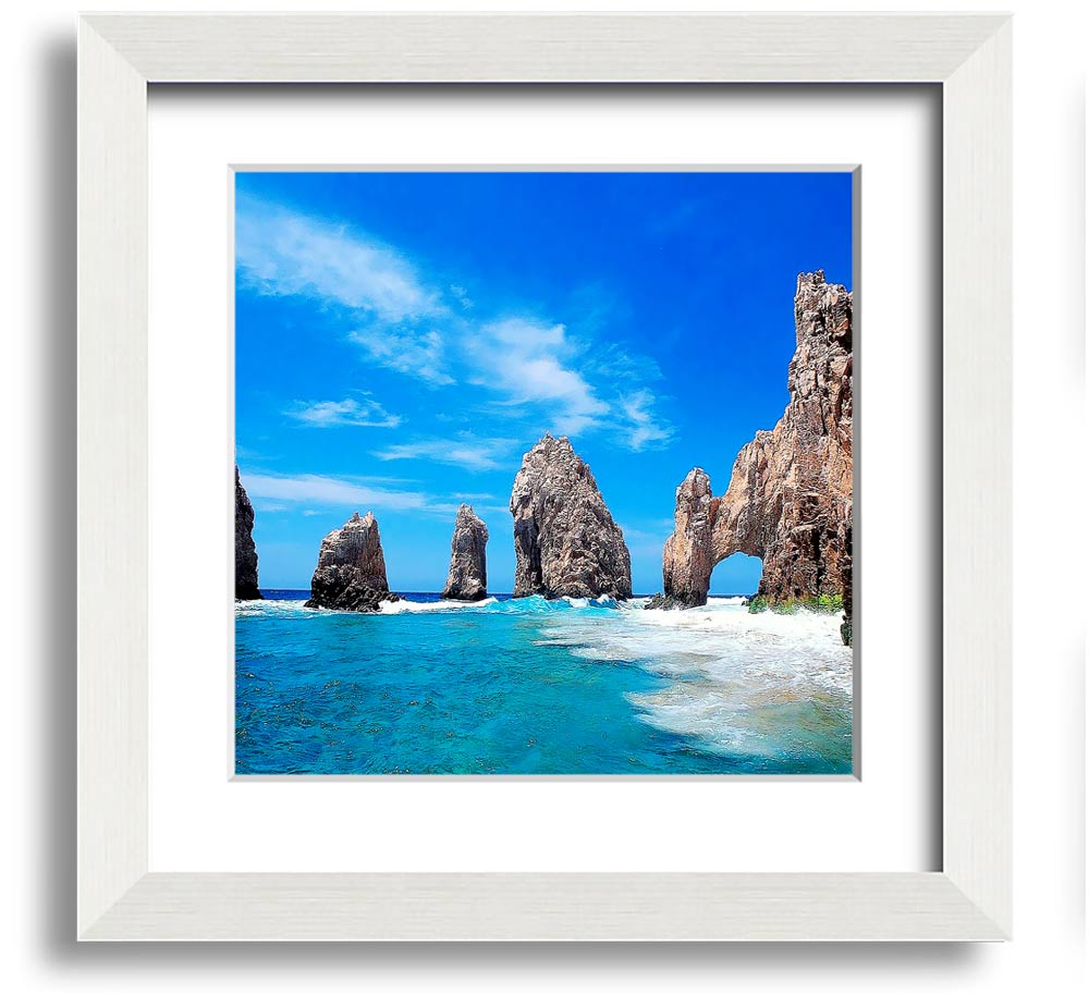 Square framed print of Ancient Rocks Of Time, showcasing intricate geological details and available in various frame colors.