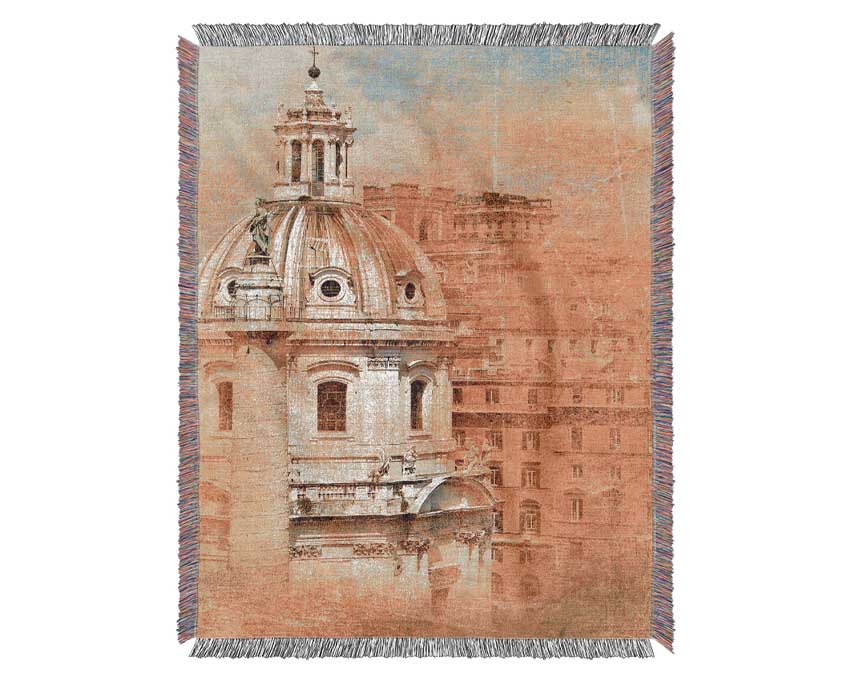 Luxurious Ancient St Peters Basilica throw blanket made from 100% cotton, featuring a thermal weave for breathability, perfect for home decor.