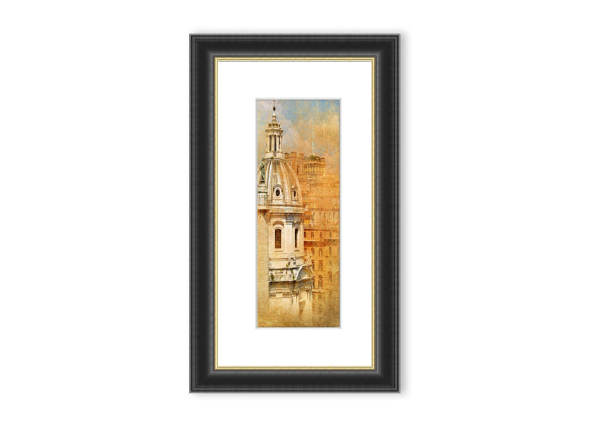 Framed print of Ancient St Peters Basilica, showcasing intricate architectural details and available in various frame colors.