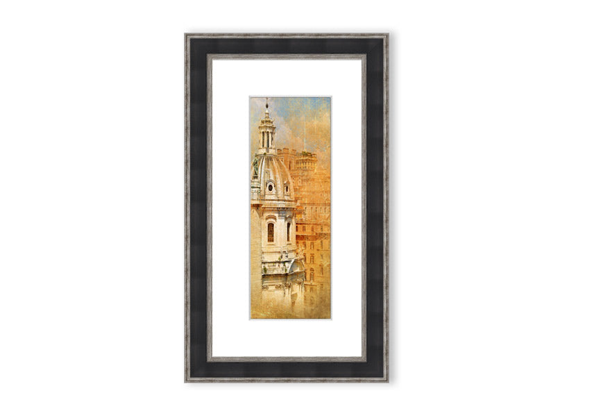 Framed print of Ancient St Peters Basilica, showcasing intricate architectural details and available in various frame colors.