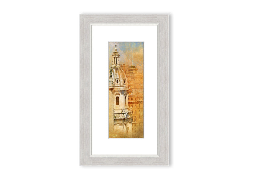 Framed print of Ancient St Peters Basilica, showcasing intricate architectural details and available in various frame colors.
