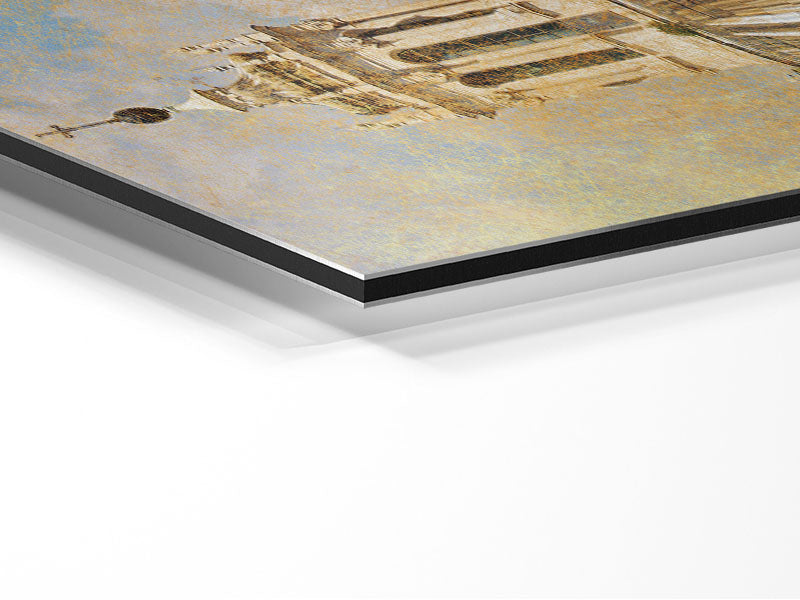 Art print of Ancient St Peters Basilica on brushed aluminium dibond, showcasing modern design and historical significance.