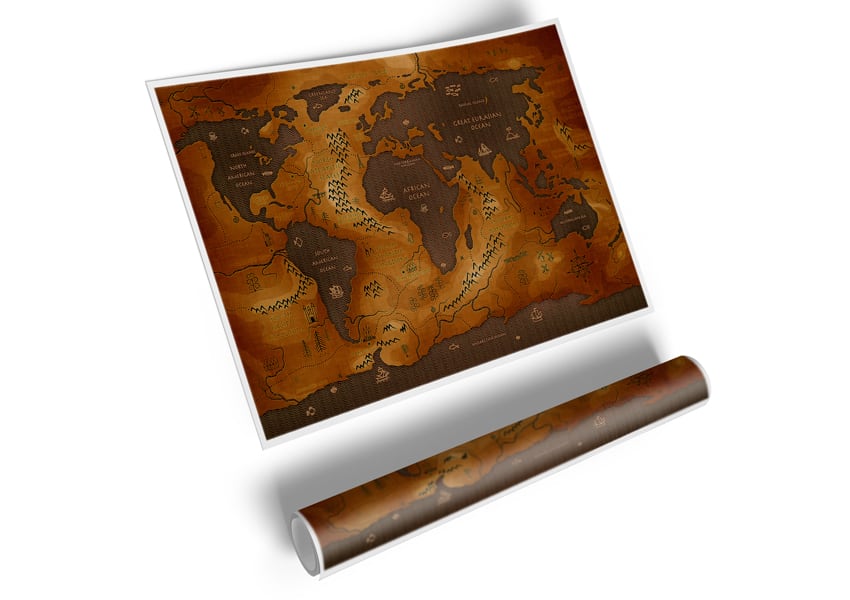 A beautifully detailed Ancient World Map poster printed on high-quality canvas, showcasing ancient geography and historical landmarks.