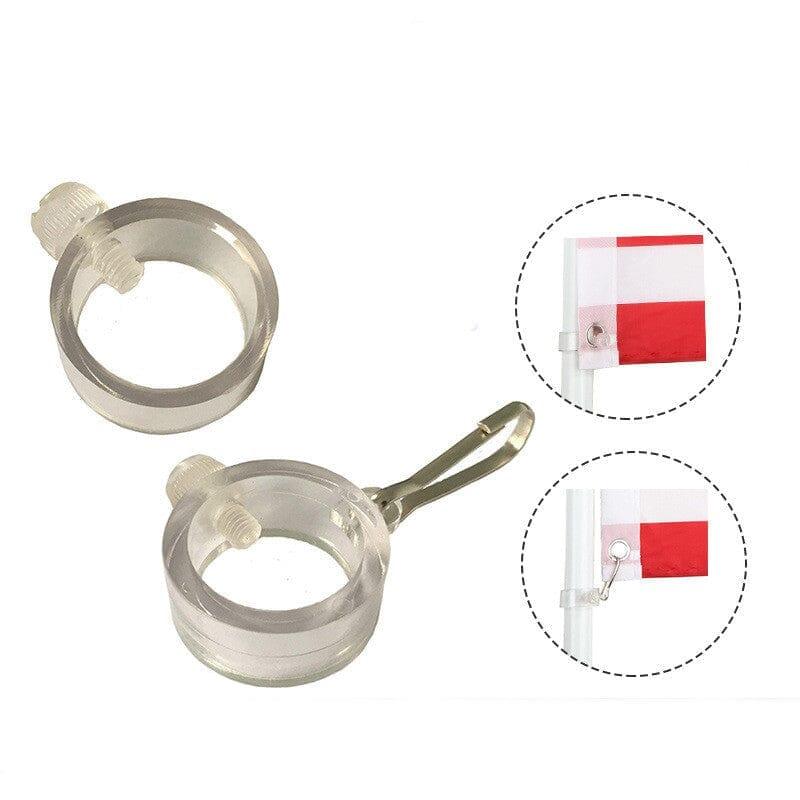 Anneau d'accessoires transparent pour boucle de fixation de drapeau, en plastique durable, adapté aux mâts de 25 mm.