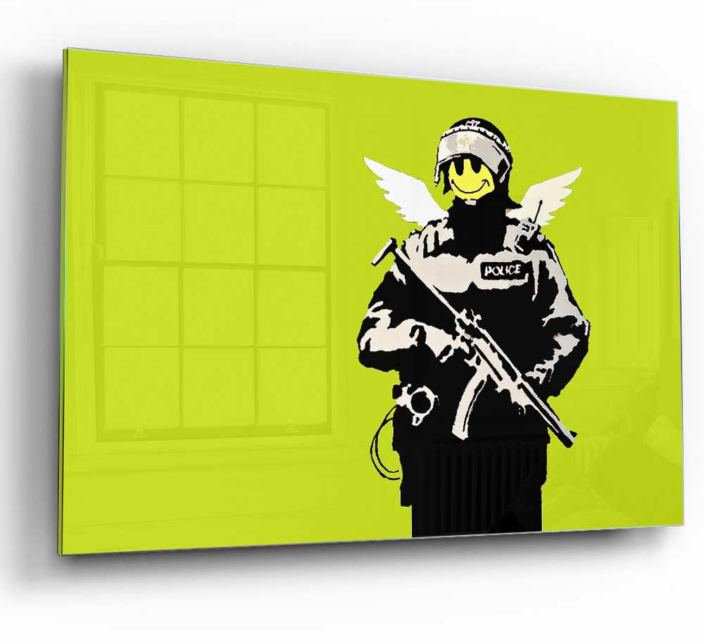 Angel Copper Lime Green glass print featuring vibrant lime green color with unique copper accents, perfect for modern home decor.