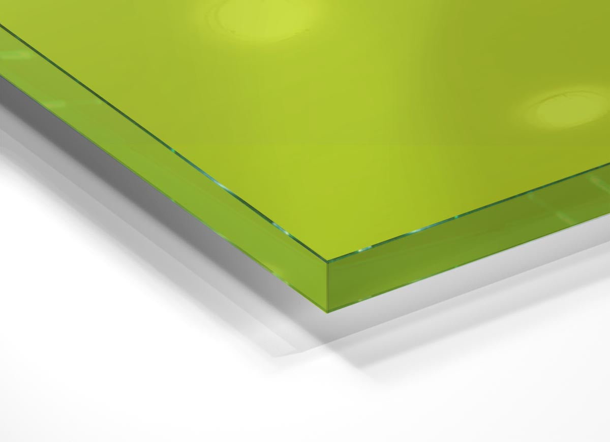 Angel Copper Lime Green glass print featuring vibrant lime green color with unique copper accents, perfect for modern home decor.