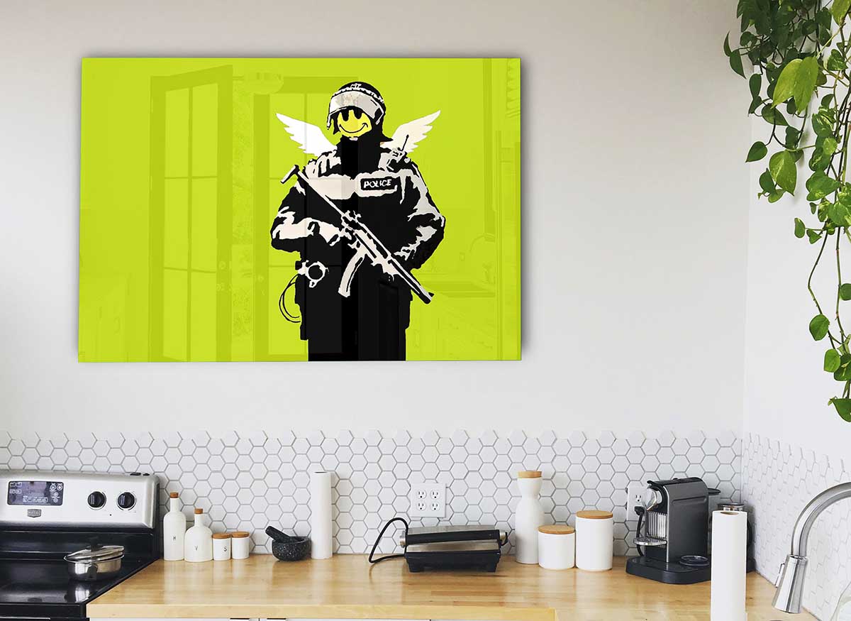 Angel Copper Lime Green glass print featuring vibrant lime green color with unique copper accents, perfect for modern home decor.